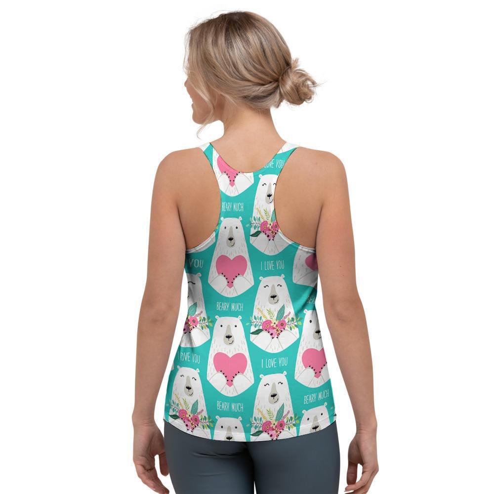 White Mama Bear Women's Racerback Tank Top-grizzshop
