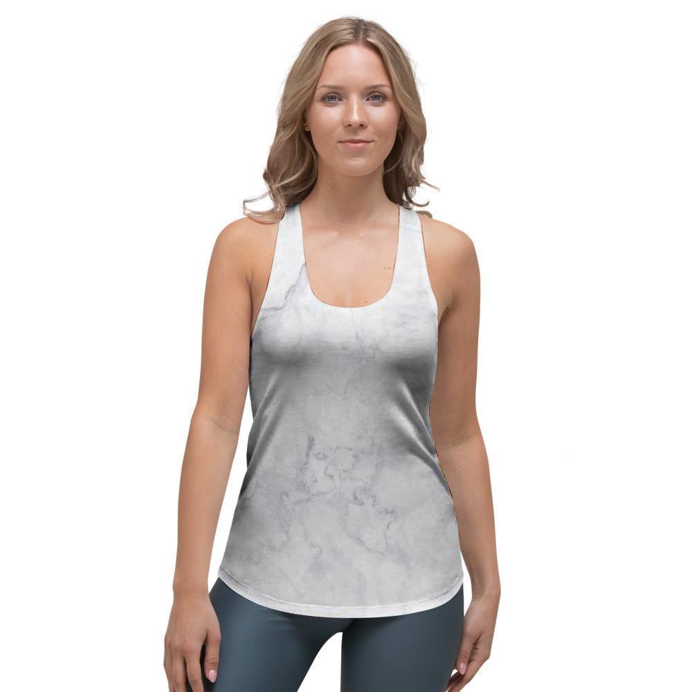 White Marble Women's Racerback Tank Top-grizzshop