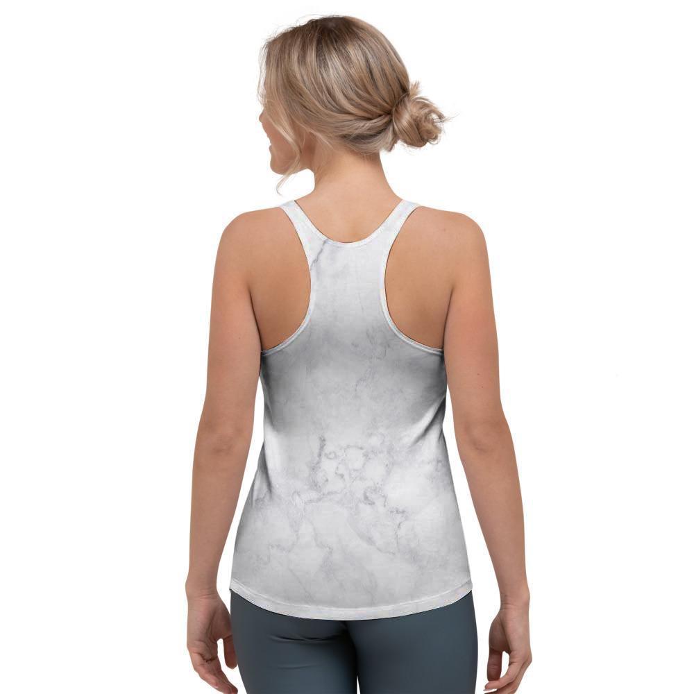 White Marble Women's Racerback Tank Top-grizzshop