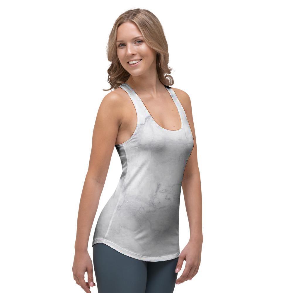 White Marble Women's Racerback Tank Top-grizzshop