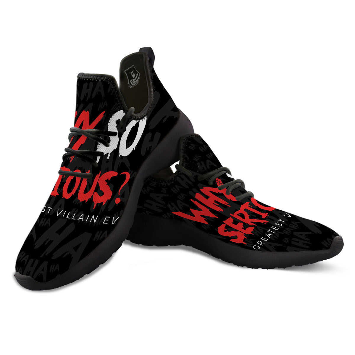 Why So Serious Laughing Joker Print Black Athletic Shoes-grizzshop