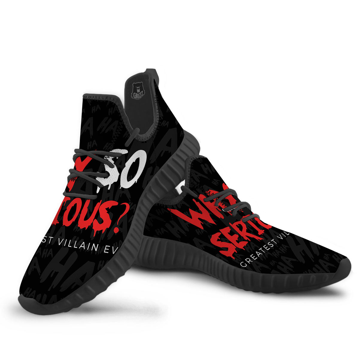 Why So Serious Laughing Joker Print Black Walking Shoes-grizzshop
