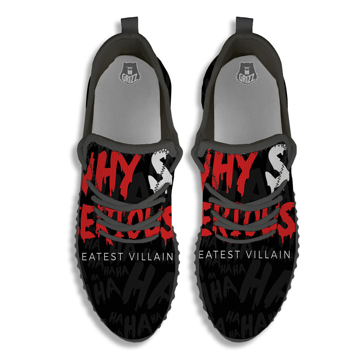 Why So Serious Laughing Joker Print Black Walking Shoes-grizzshop