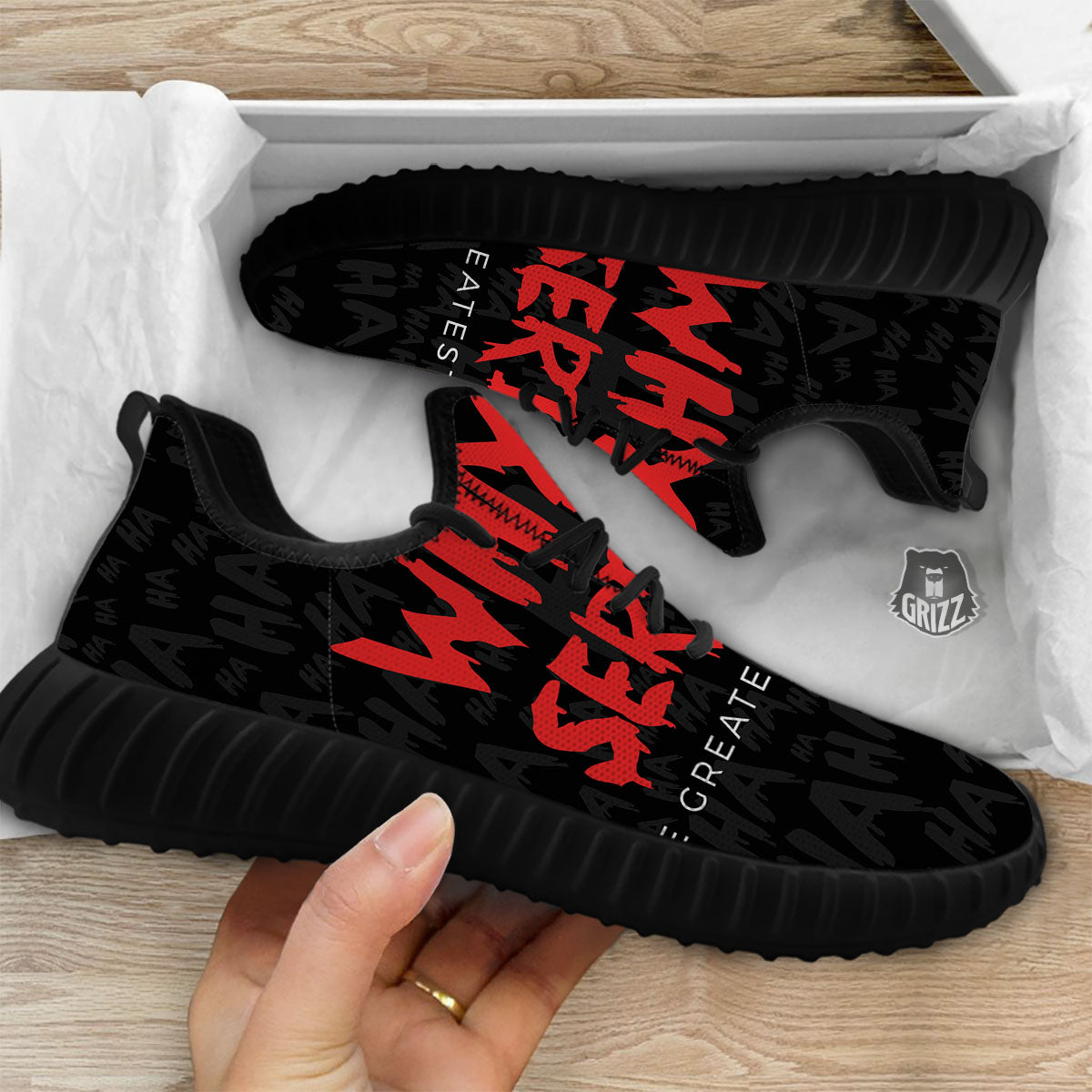 Why So Serious Laughing Joker Print Black Walking Shoes-grizzshop