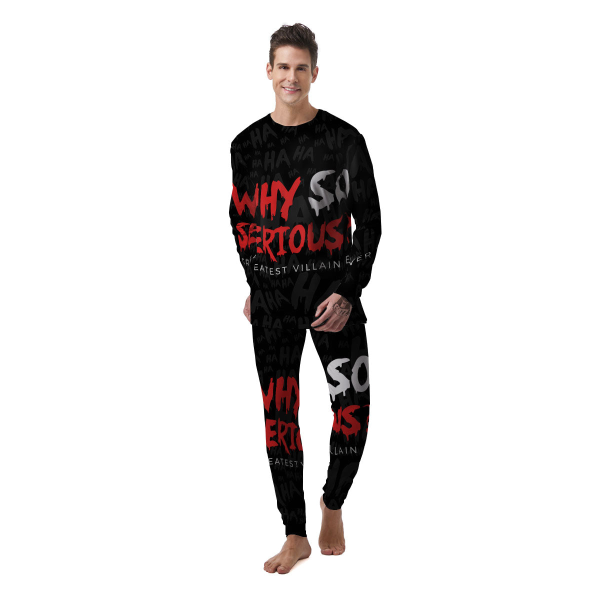 Why So Serious Laughing Joker Print Men's Pajamas-grizzshop