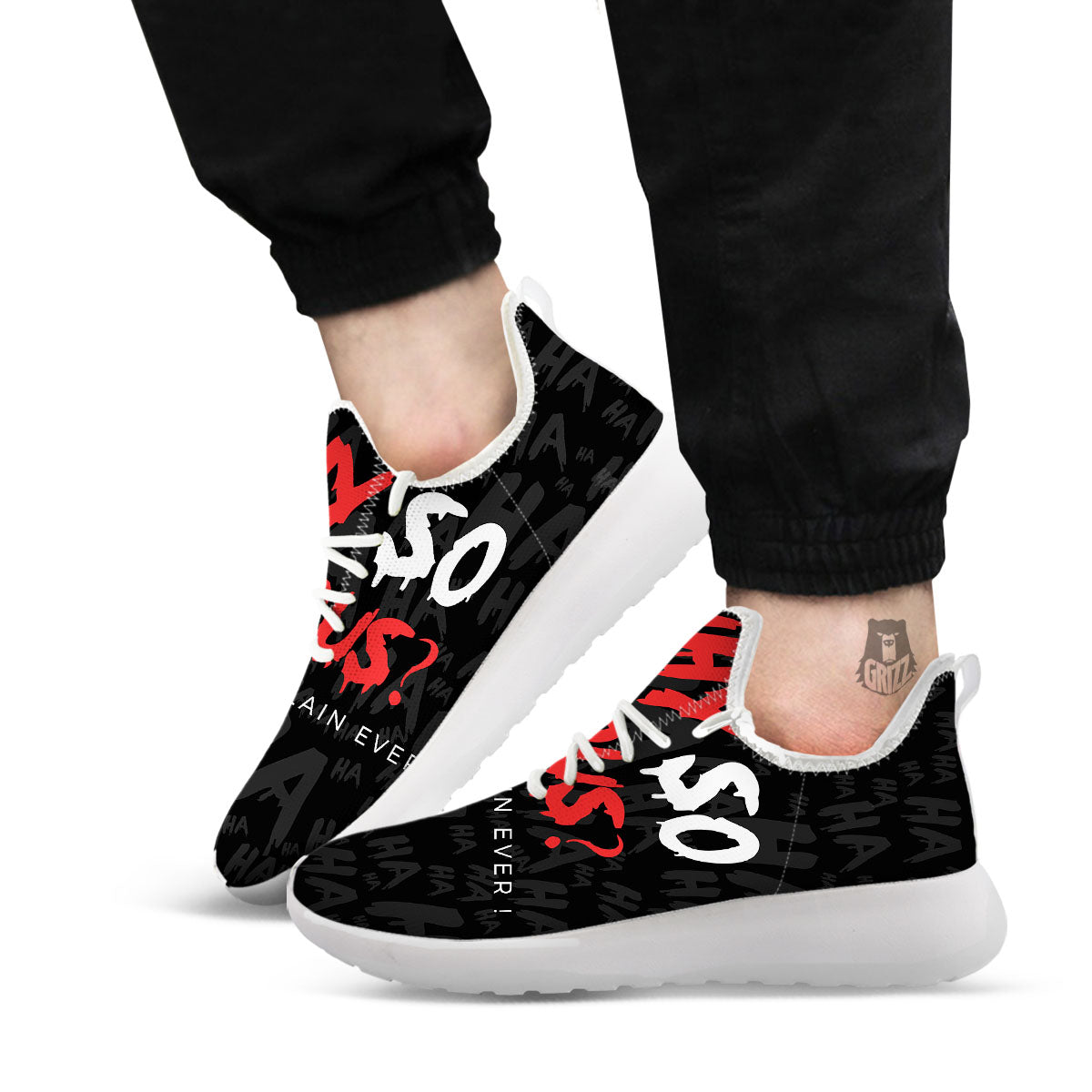 Why So Serious Laughing Joker Print White Athletic Shoes-grizzshop