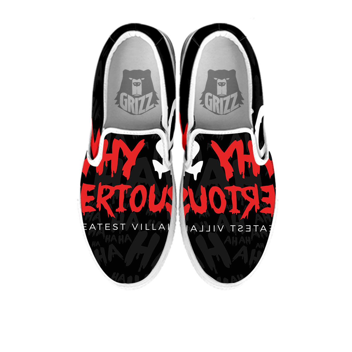Why So Serious Laughing Joker Print White Slip On Shoes-grizzshop