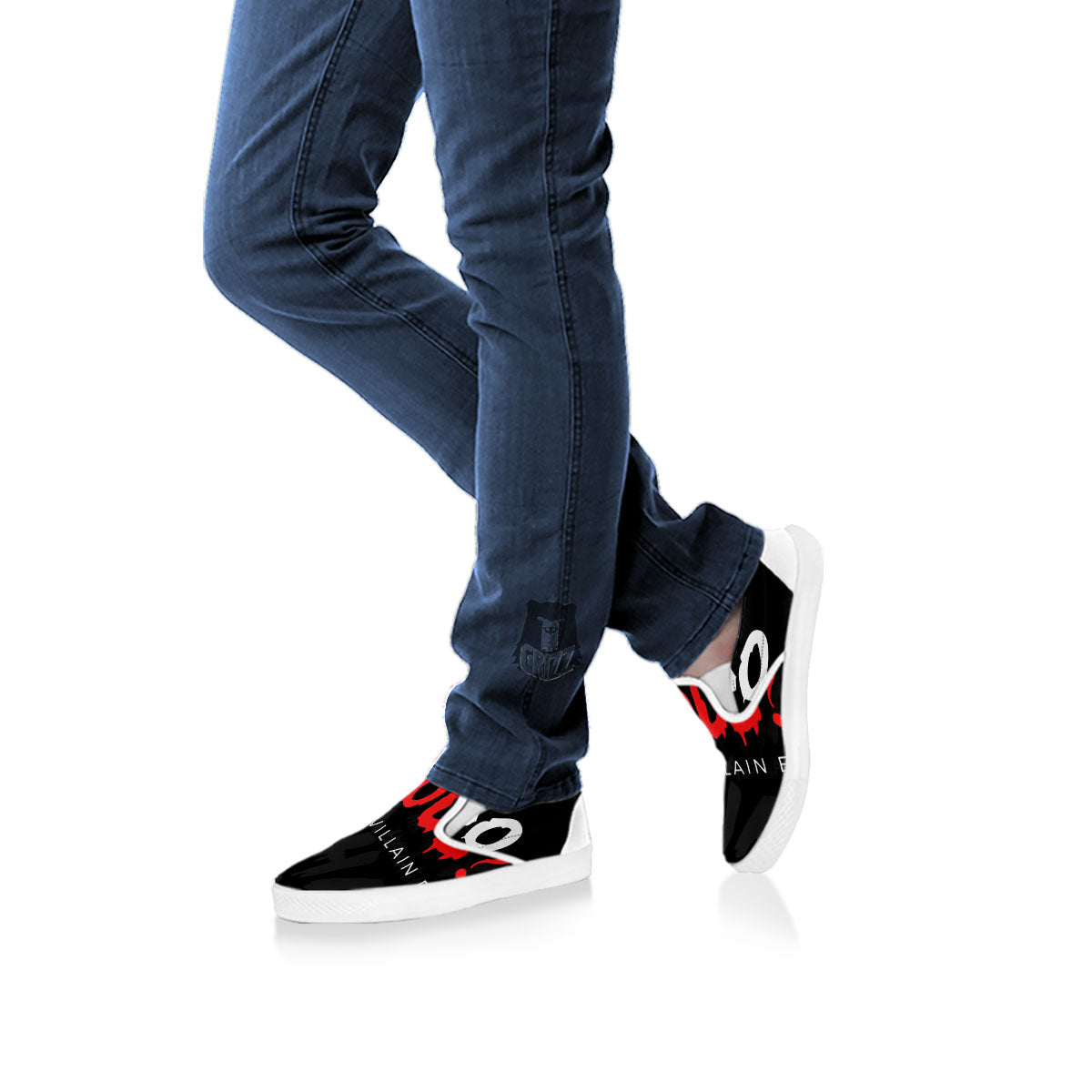 Why So Serious Laughing Joker Print White Slip On Shoes-grizzshop