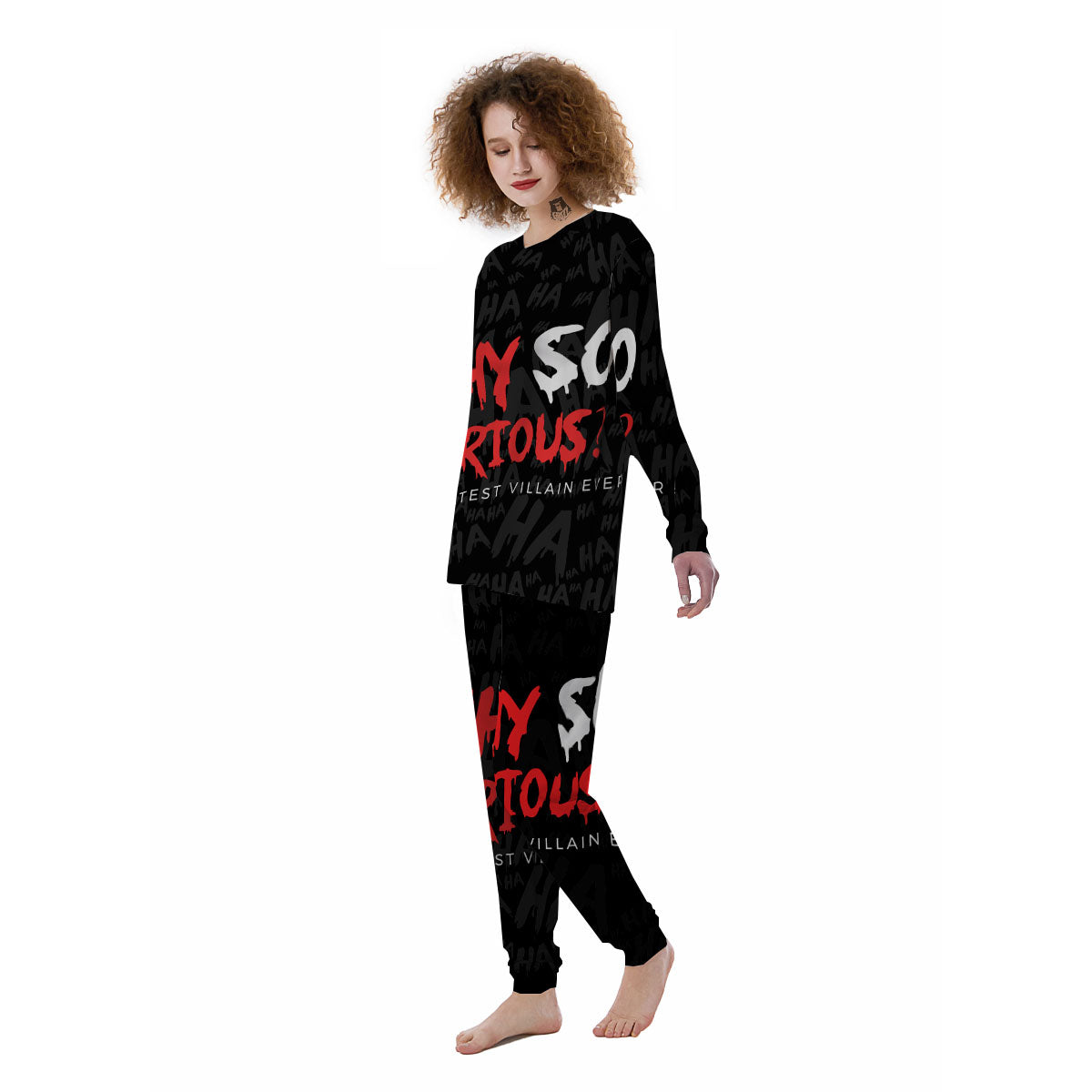 Why So Serious Laughing Joker Print Women's Pajamas-grizzshop