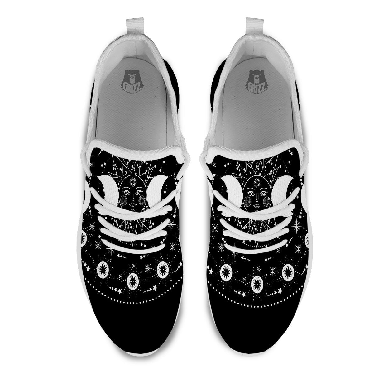 Wicca Magical White And Black Print White Athletic Shoes-grizzshop