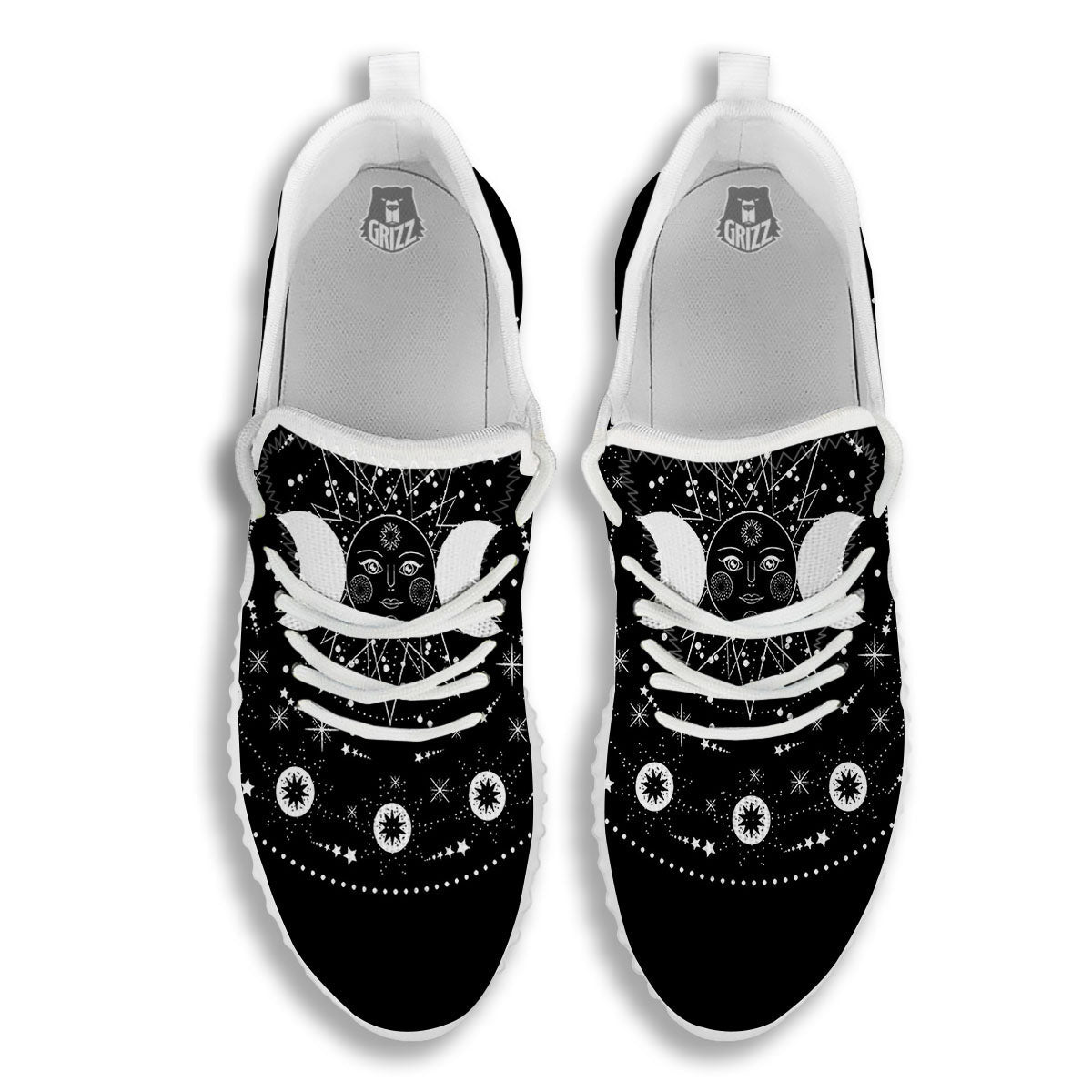 Wicca Magical White And Black Print White Walking Shoes-grizzshop