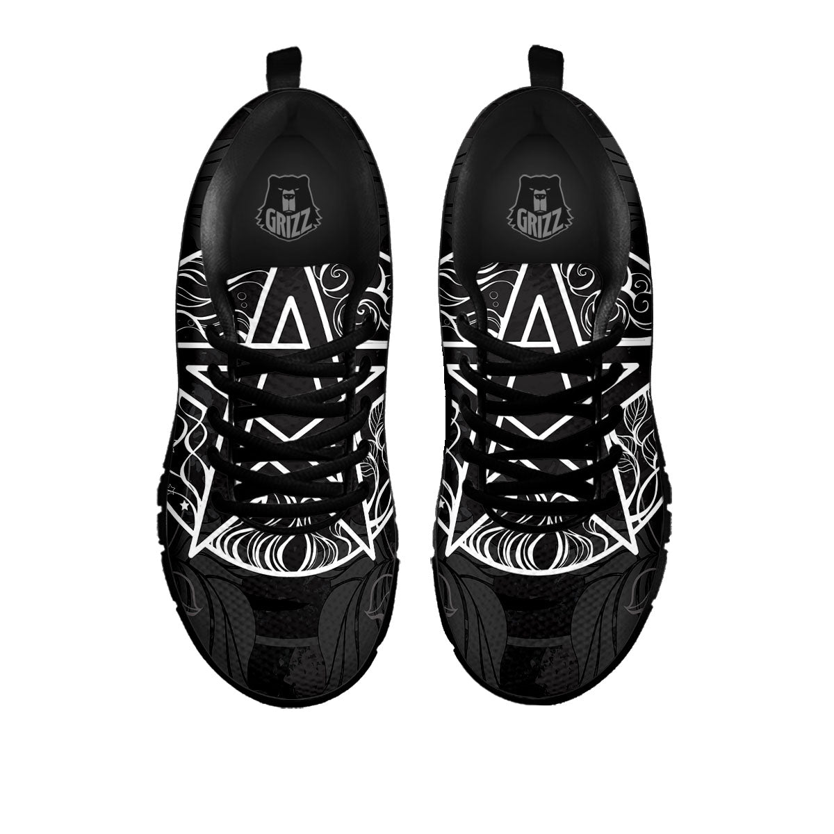 Wicca Pentagram White And Black Print Black Sneaker-grizzshop
