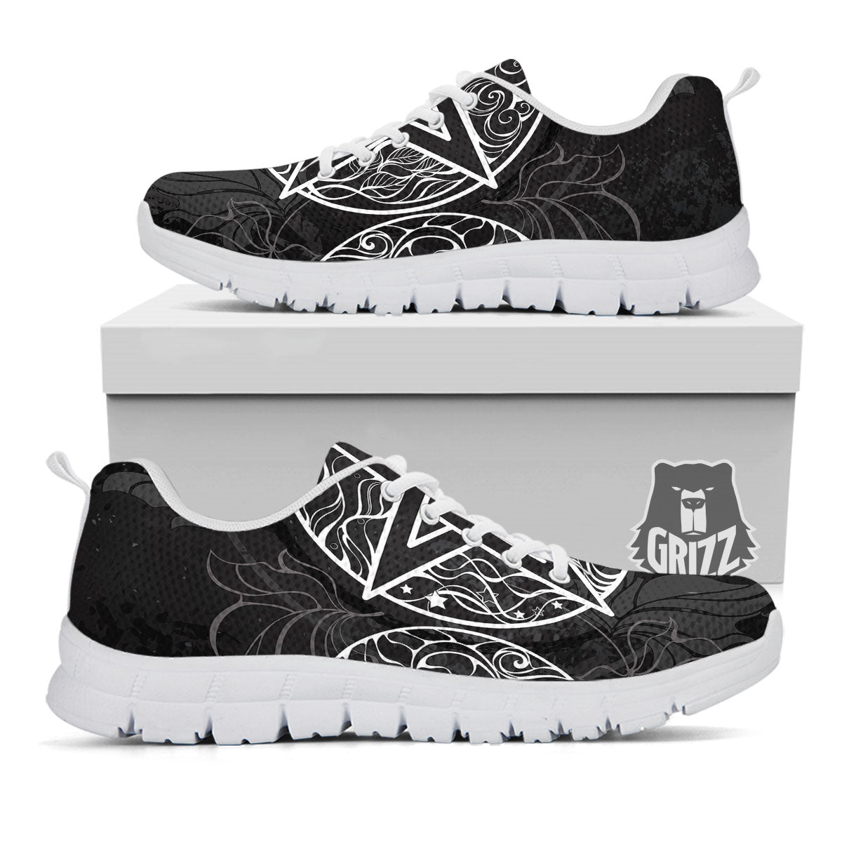 Wicca Pentagram White And Black Print White Sneaker-grizzshop