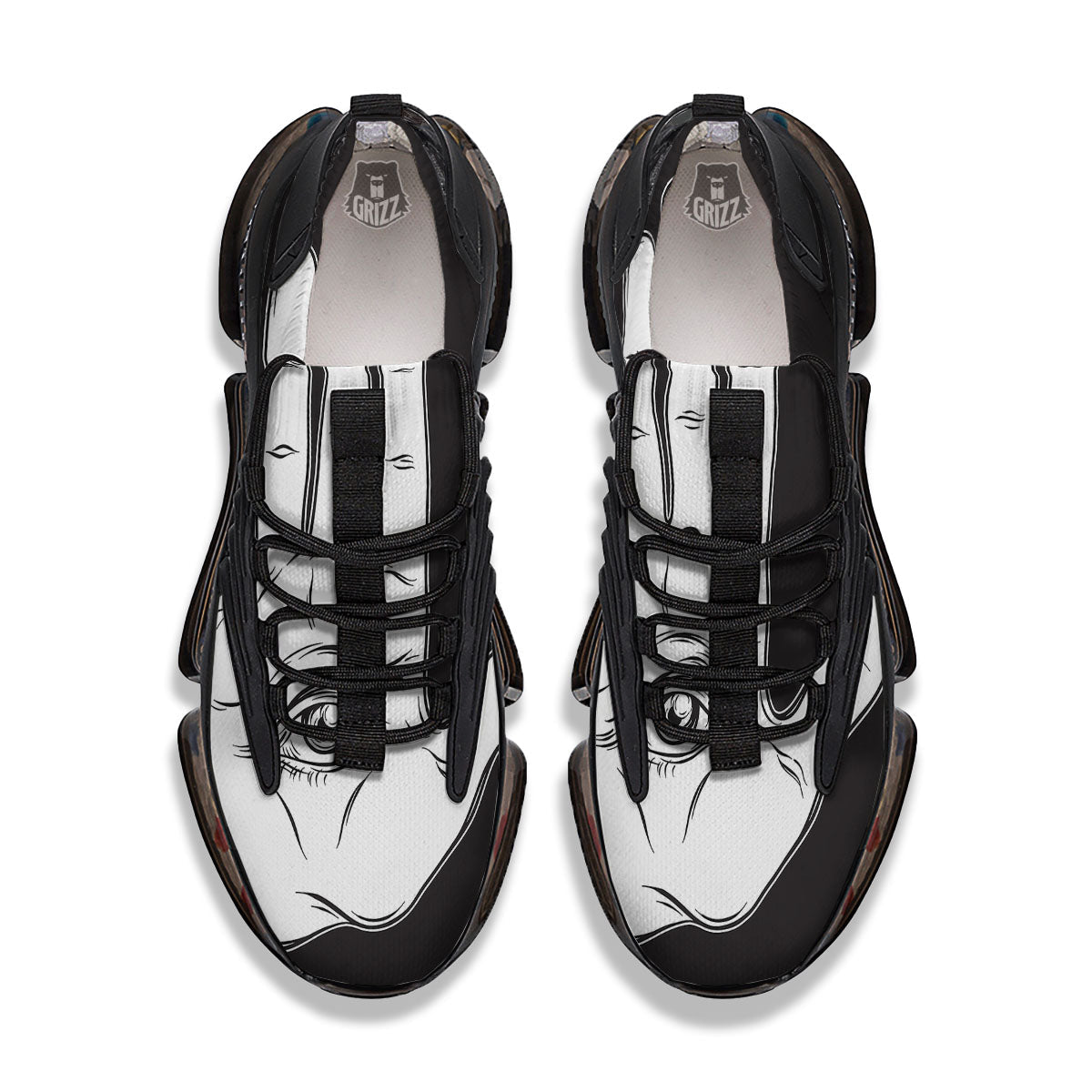 Wiccan Palmistry White And Black Print Black Gym Shoes-grizzshop