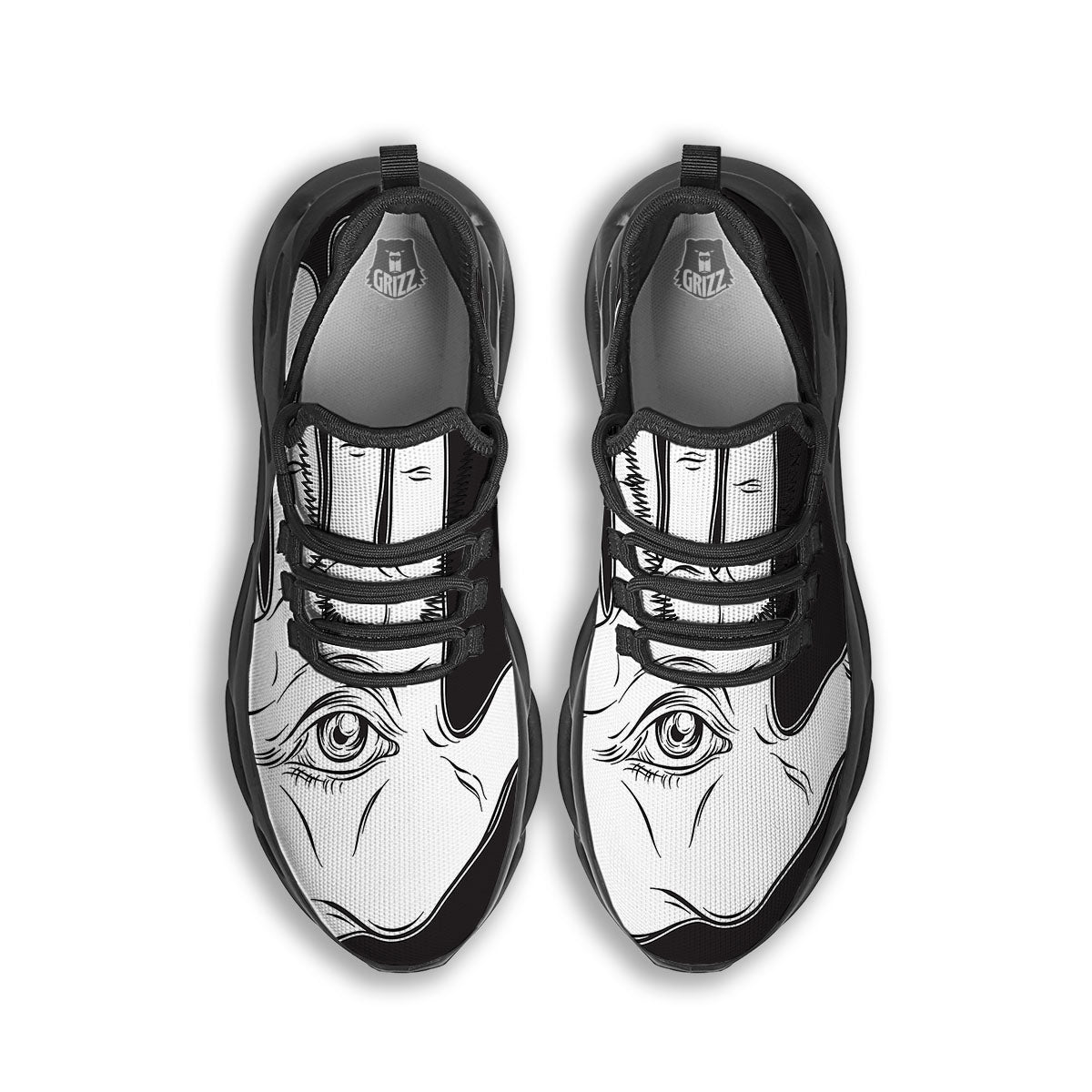 Wiccan Palmistry White And Black Print Black Running Shoes-grizzshop