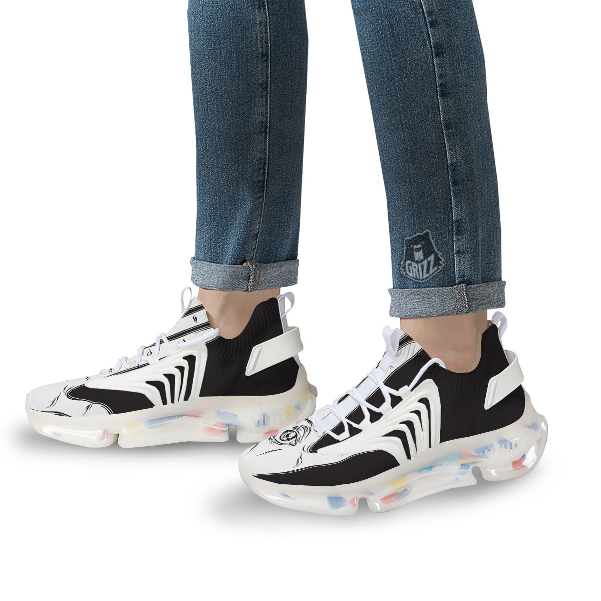 Wiccan Palmistry White And Black Print White Gym Shoes-grizzshop