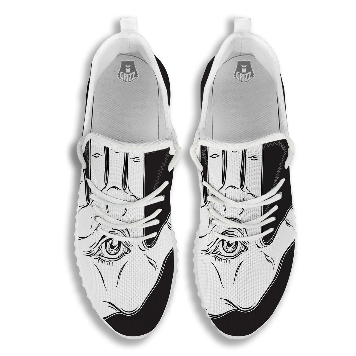 Wiccan Palmistry White And Black Print White Walking Shoes-grizzshop