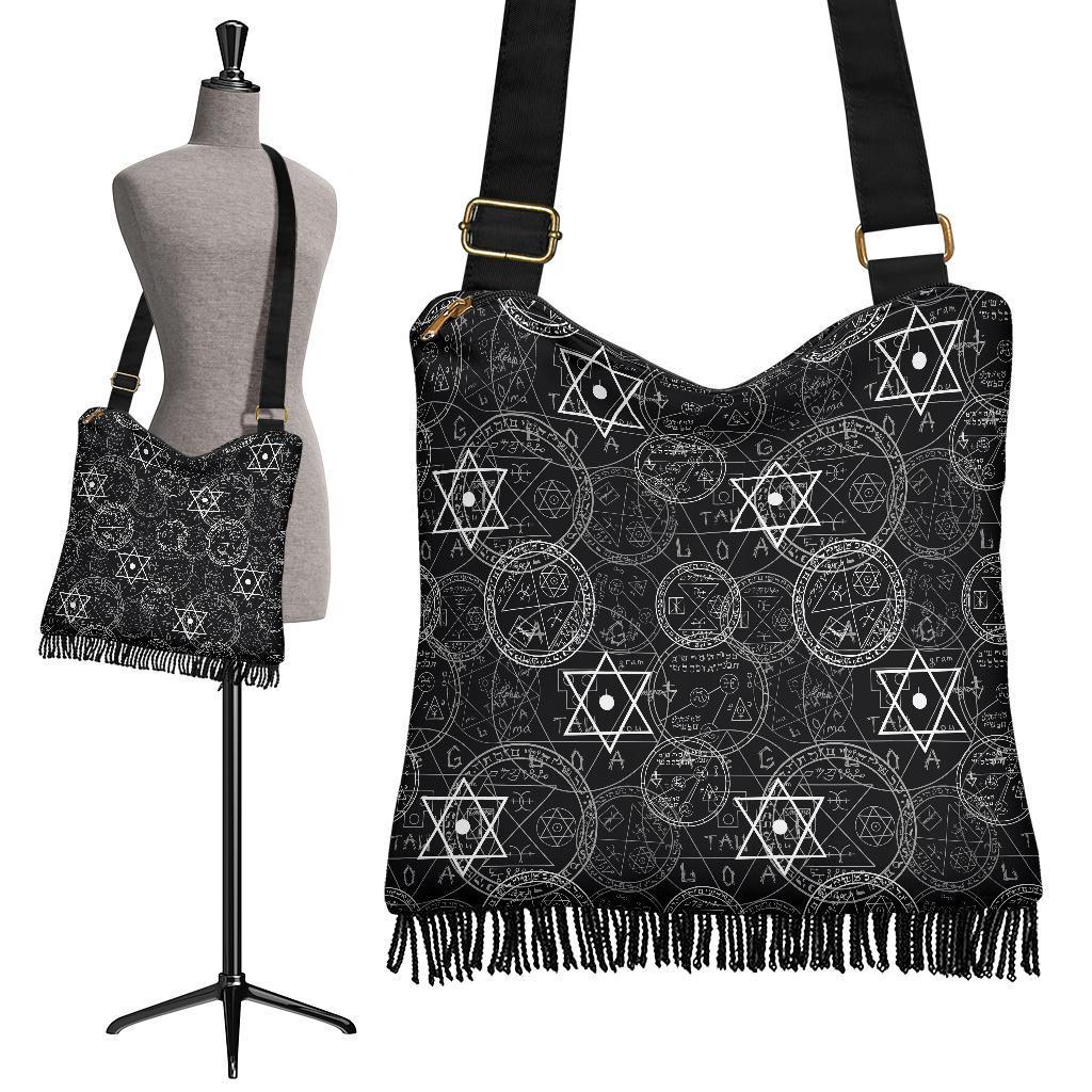 Wiccan Witch Pagan Pattern Print Crossbody Bags-grizzshop