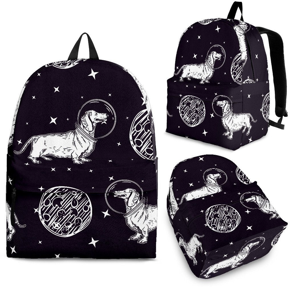 Wiener Dog Dachshund Astronaut Pattern Print Backpack-grizzshop