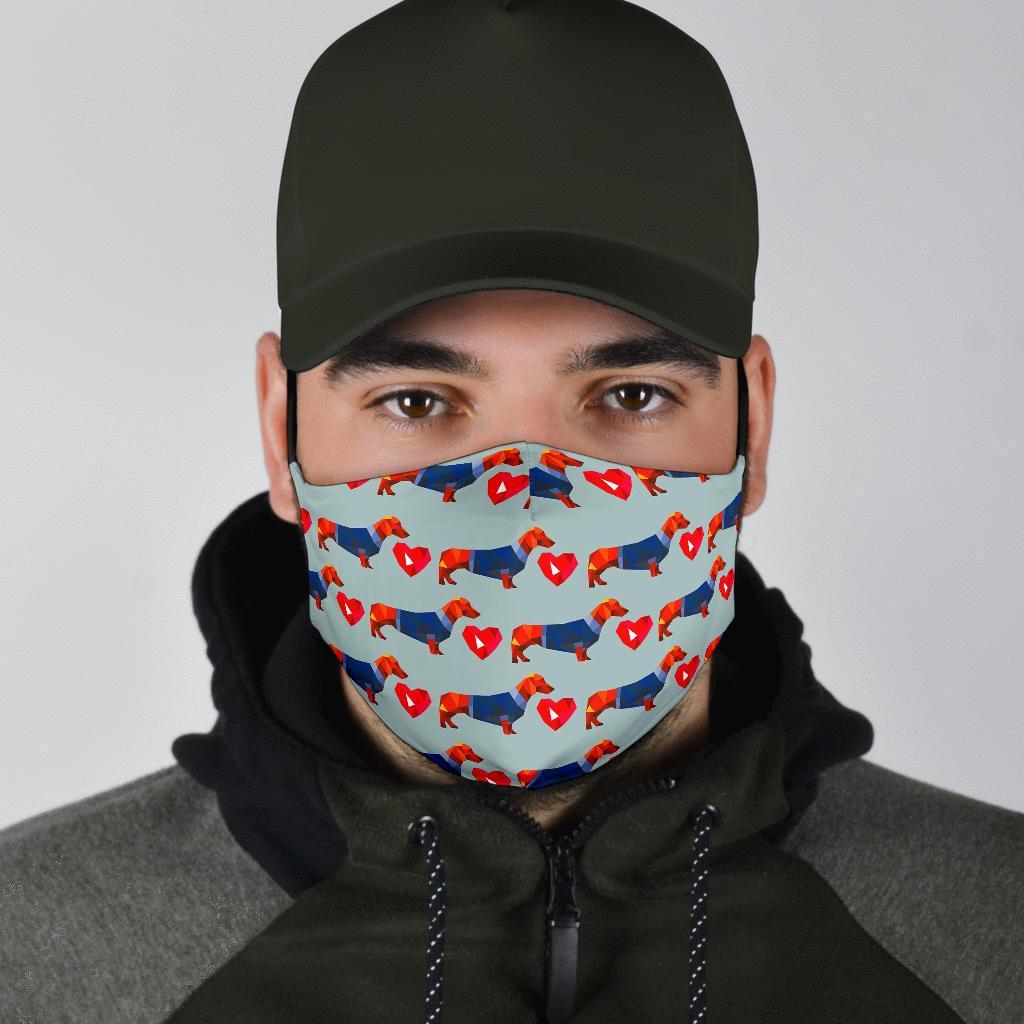 Wiener Dog Dachshund Pattern Print Face Mask-grizzshop