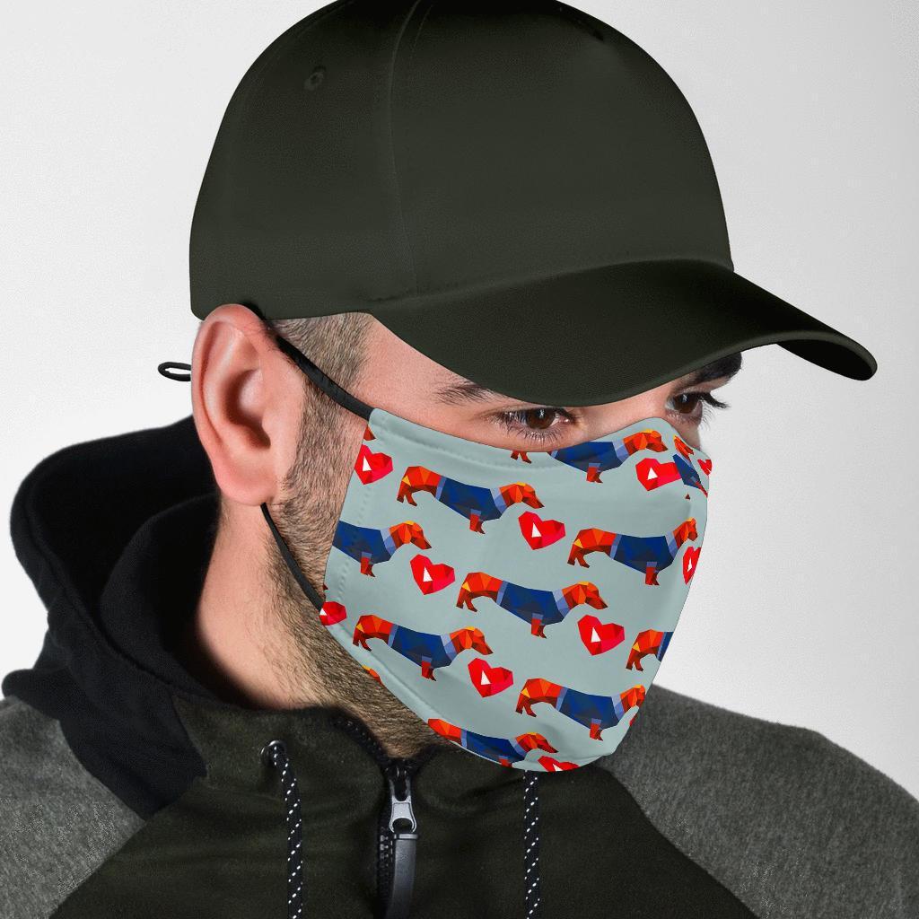 Wiener Dog Dachshund Pattern Print Face Mask-grizzshop