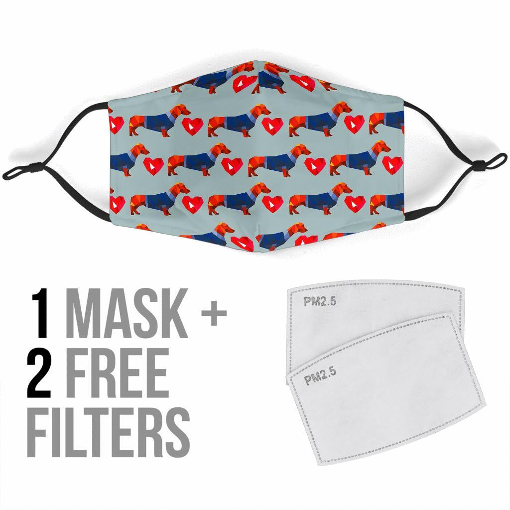 Wiener Dog Dachshund Pattern Print Face Mask-grizzshop