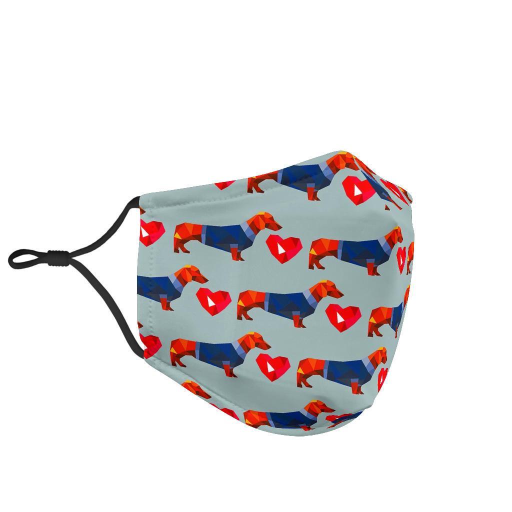 Wiener Dog Dachshund Pattern Print Face Mask-grizzshop