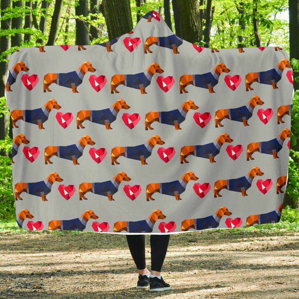 Wiener Dog Dachshund Pattern Print Hooded Blanket-grizzshop