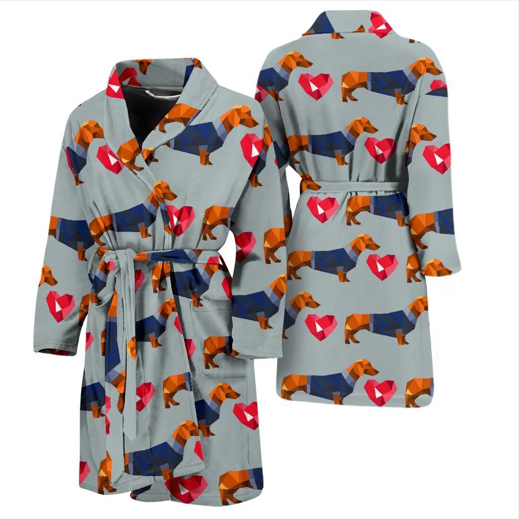 Wiener Dog Dachshund Pattern Print Men Long Robe-grizzshop