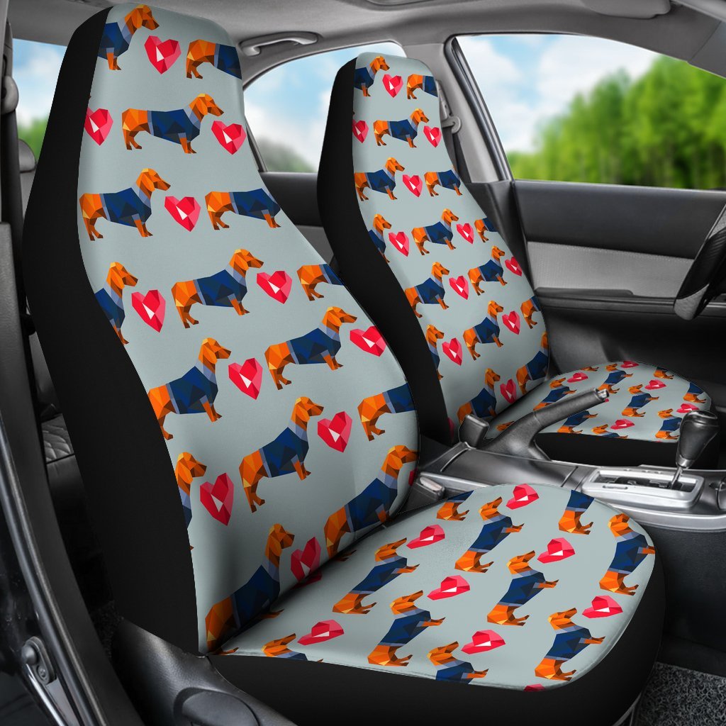 Wiener Dog Dachshund Pattern Print Universal Fit Car Seat Cover-grizzshop