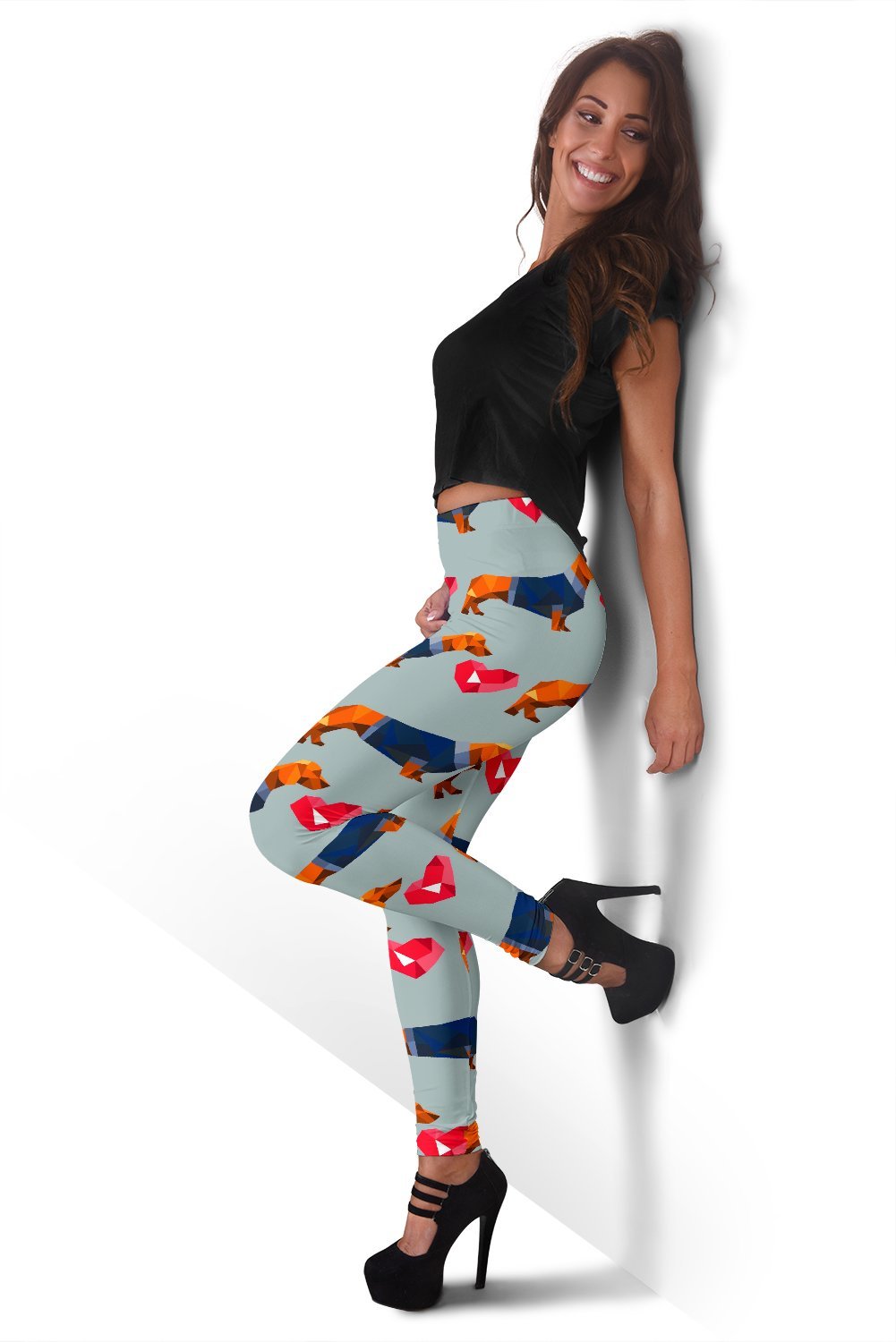 Wiener Dog Dachshund Pattern Print Women Leggings-grizzshop