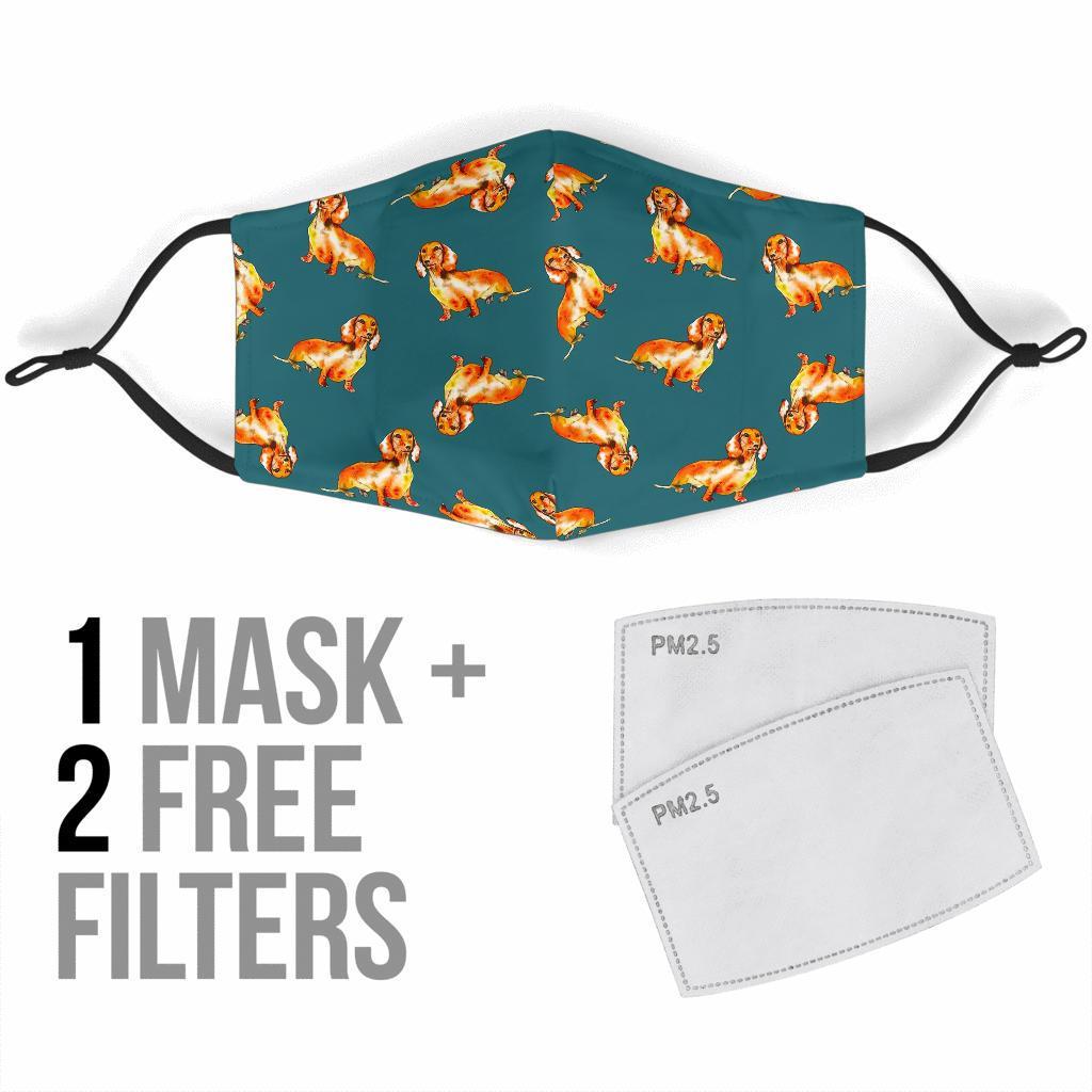 Wiener Dog Dachshund Portrait Pastel Pattern Print Face Mask-grizzshop