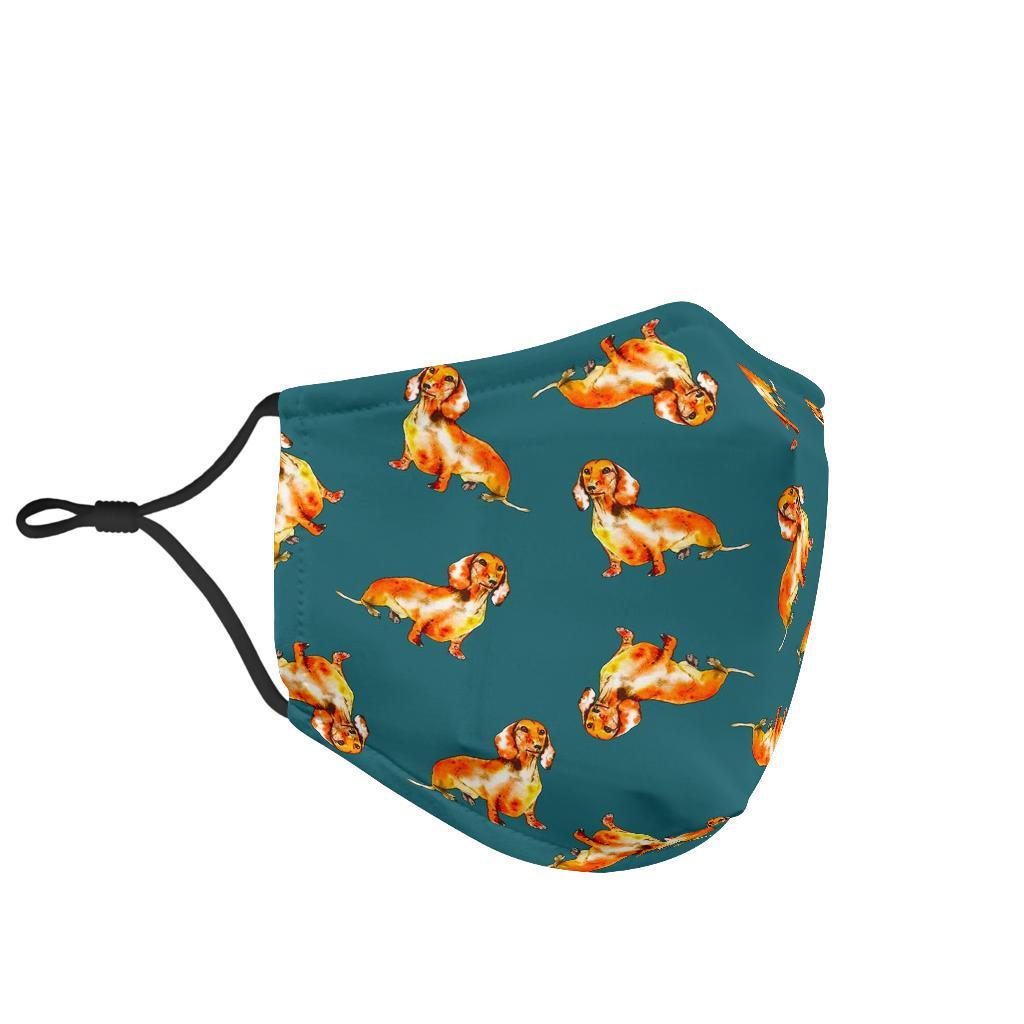 Wiener Dog Dachshund Portrait Pastel Pattern Print Face Mask-grizzshop