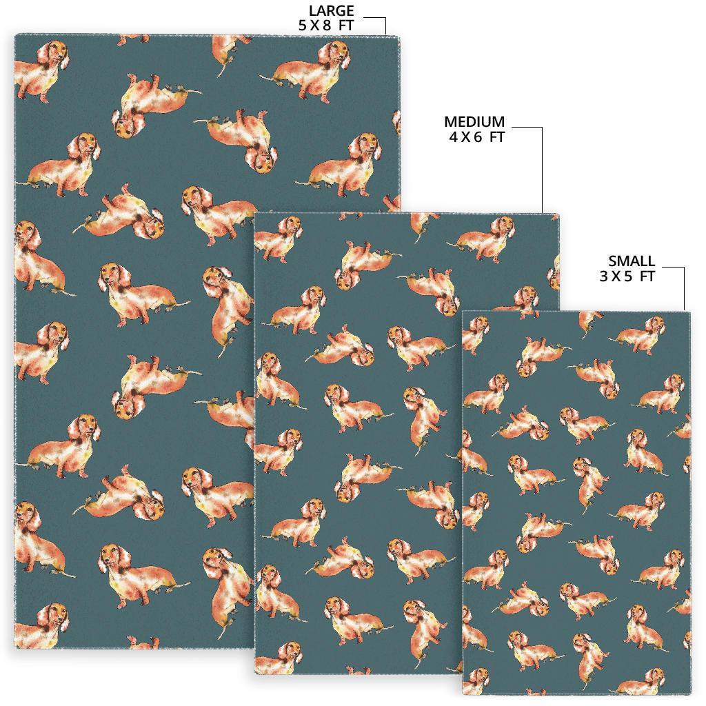Wiener Dog Dachshund Portrait Pastel Pattern Print Floor Mat-grizzshop