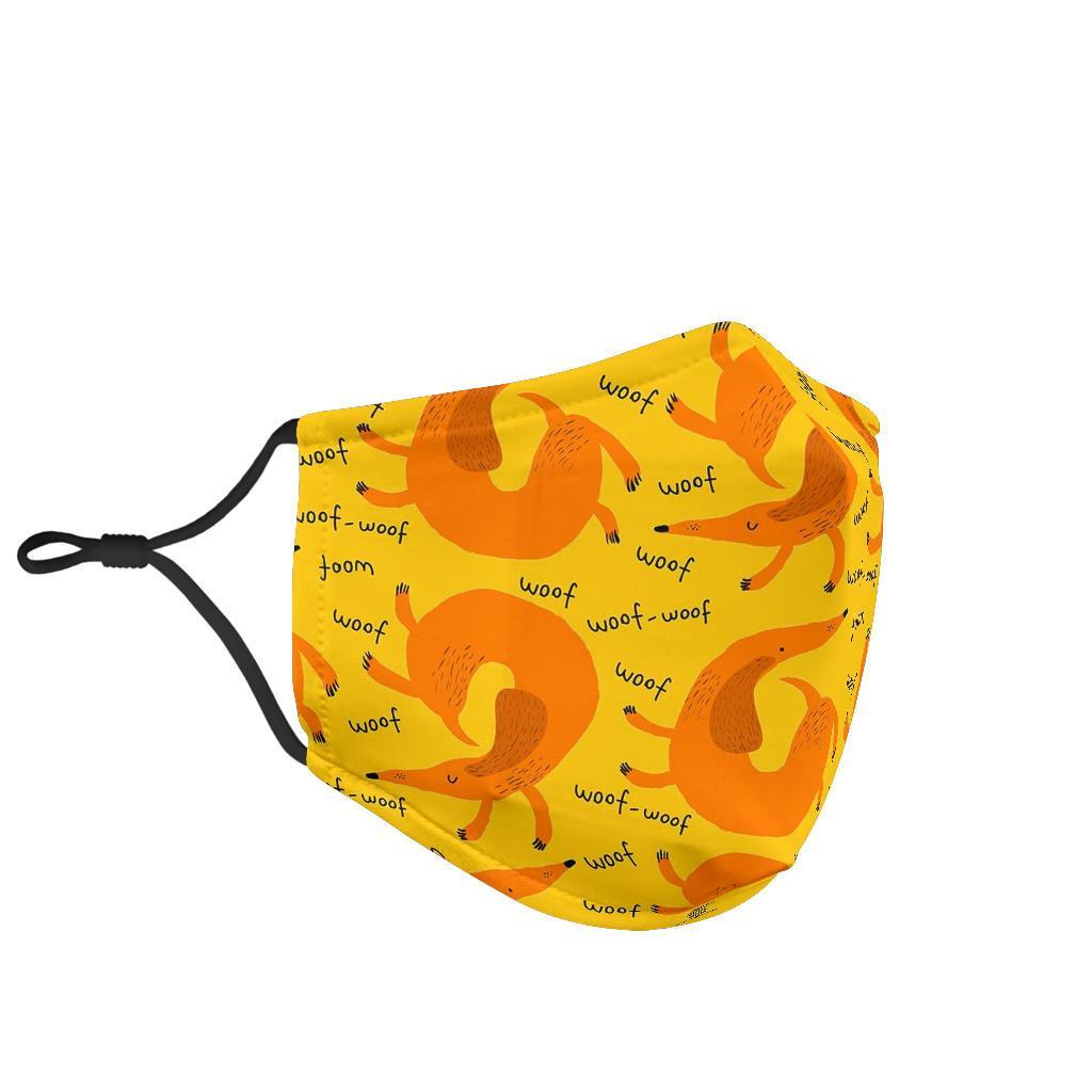 Wiener Dog Dachshund Woof Woof Pattern Print Face Mask-grizzshop