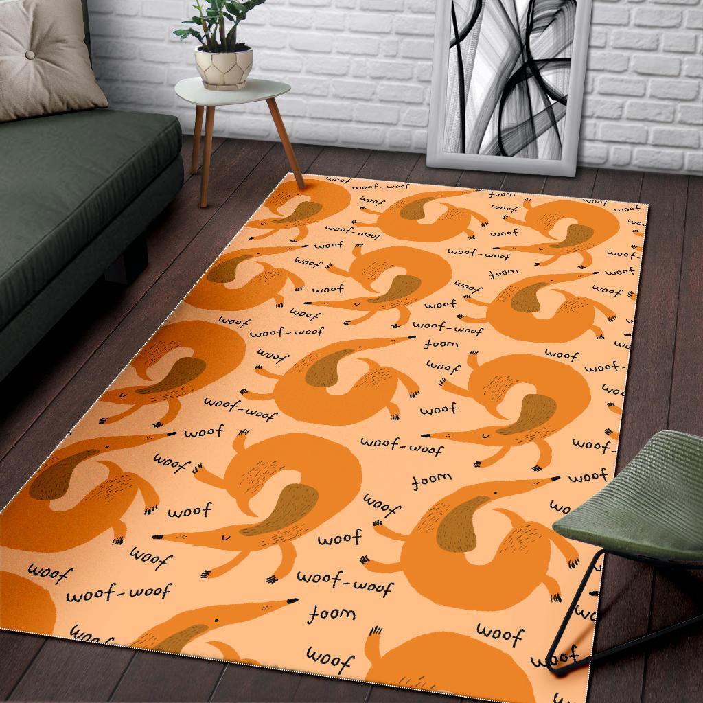Wiener Dog Dachshund Woof Woof Pattern Print Floor Mat-grizzshop