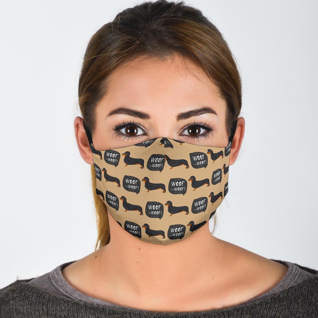 Wiener Dog Woof Woof Dachshund Pattern Print Face Mask-grizzshop