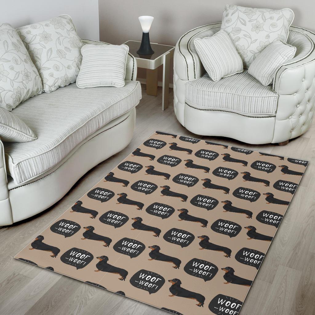 Wiener Dog Woof Woof Dachshund Pattern Print Floor Mat-grizzshop
