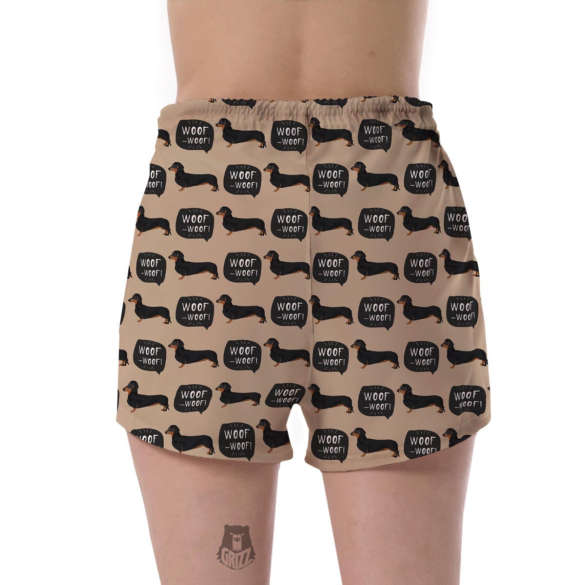 Wiener Dog Woof Woof Dachshund Pattern Print Women's Shorts-grizzshop