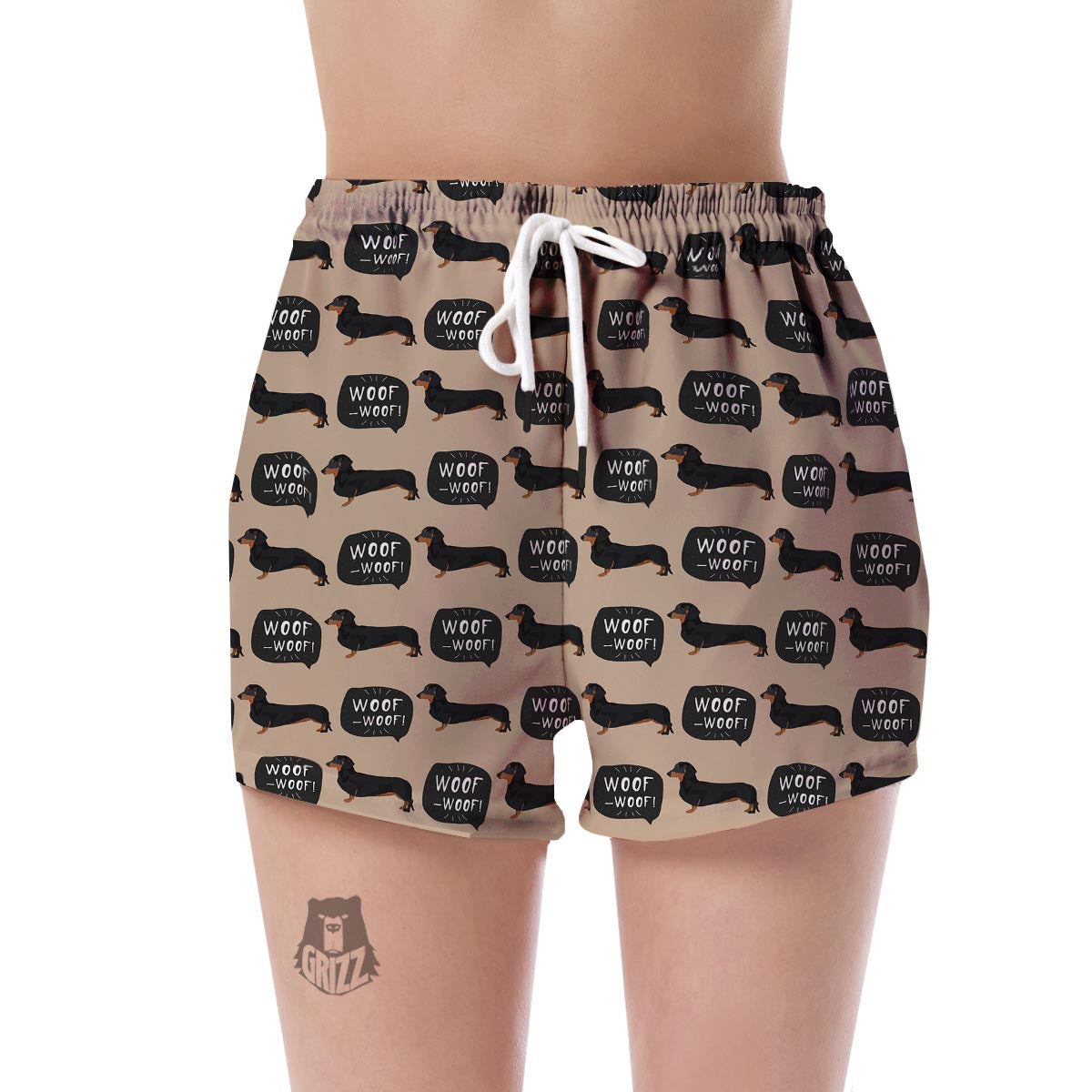 Wiener Dog Woof Woof Dachshund Pattern Print Women's Shorts-grizzshop