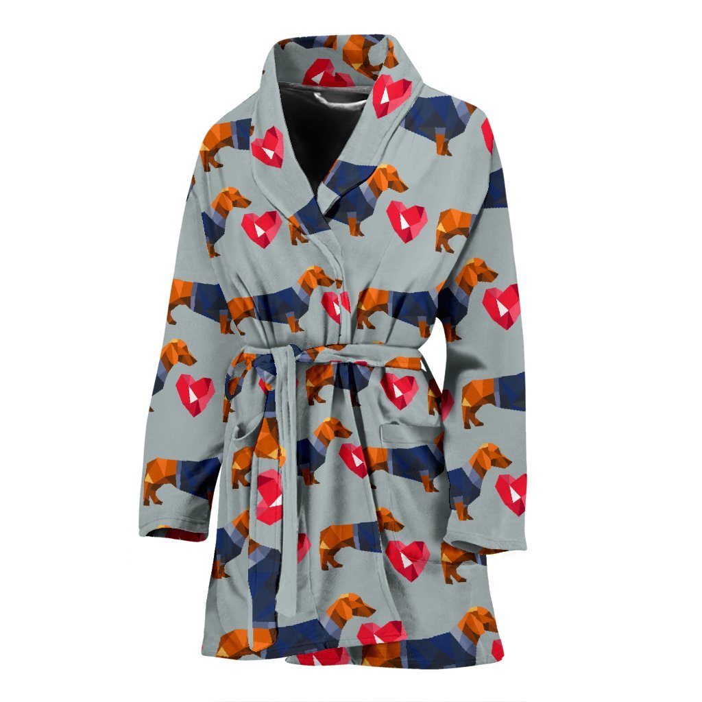 Wiener Dog Dachshund Pattern Print Women Long Robe-grizzshop