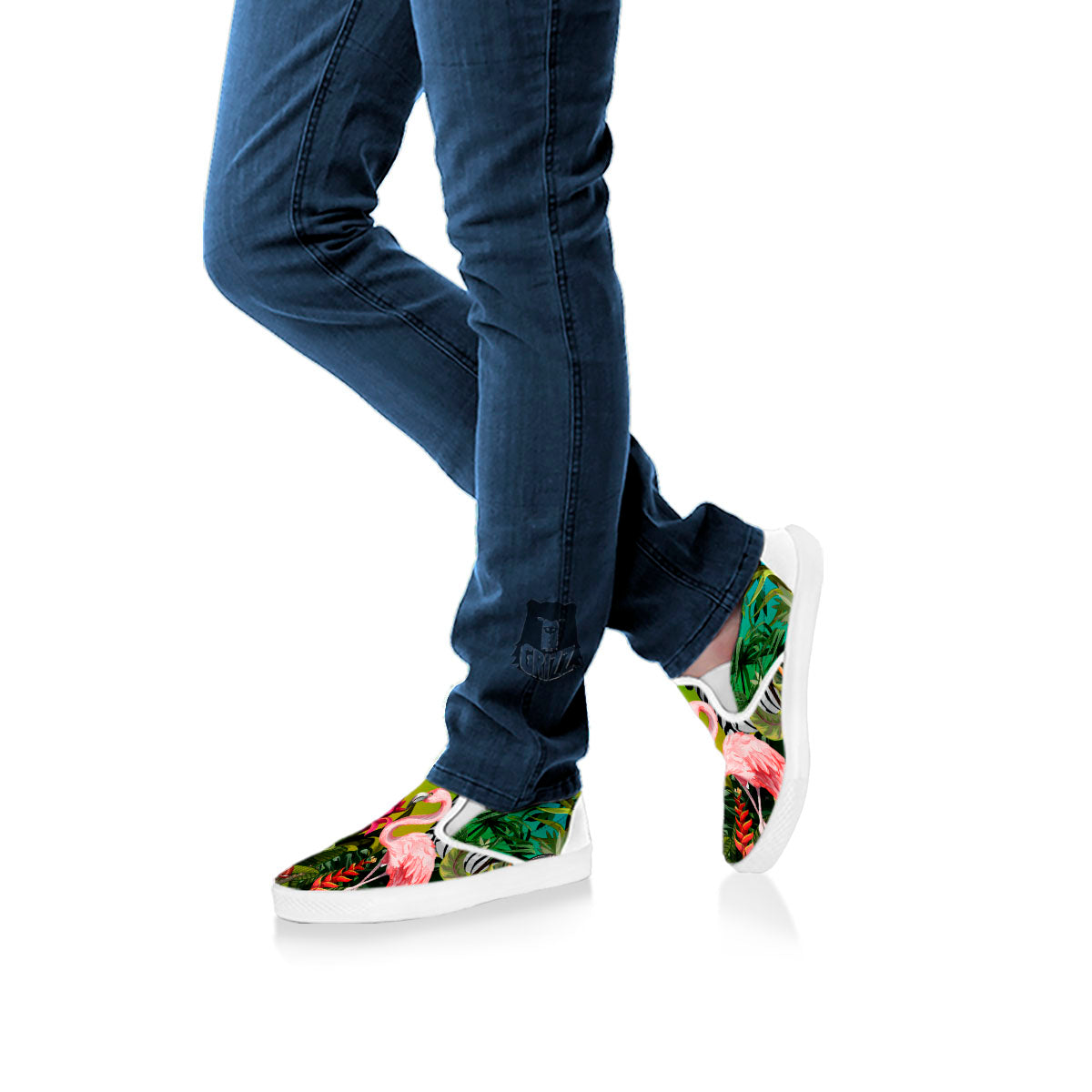 Wild Animals Jungle Print White Slip On Shoes-grizzshop