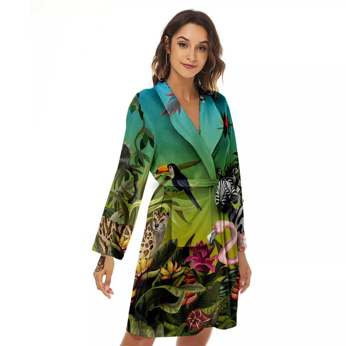 Wild Animals Jungle Print Women's Robe-grizzshop