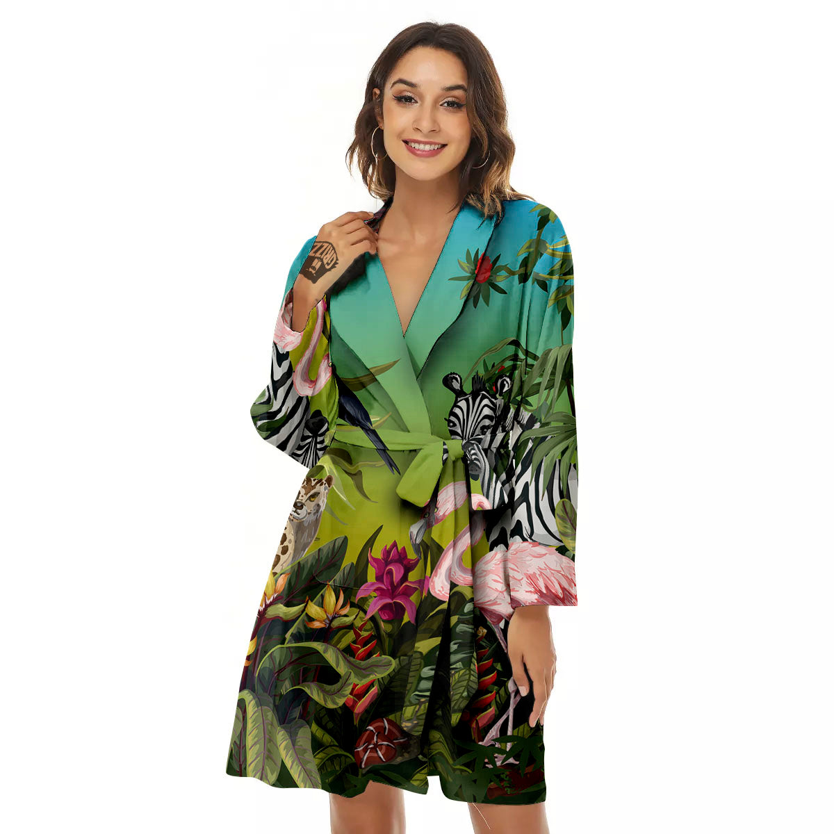 Wild Animals Jungle Print Women's Robe-grizzshop