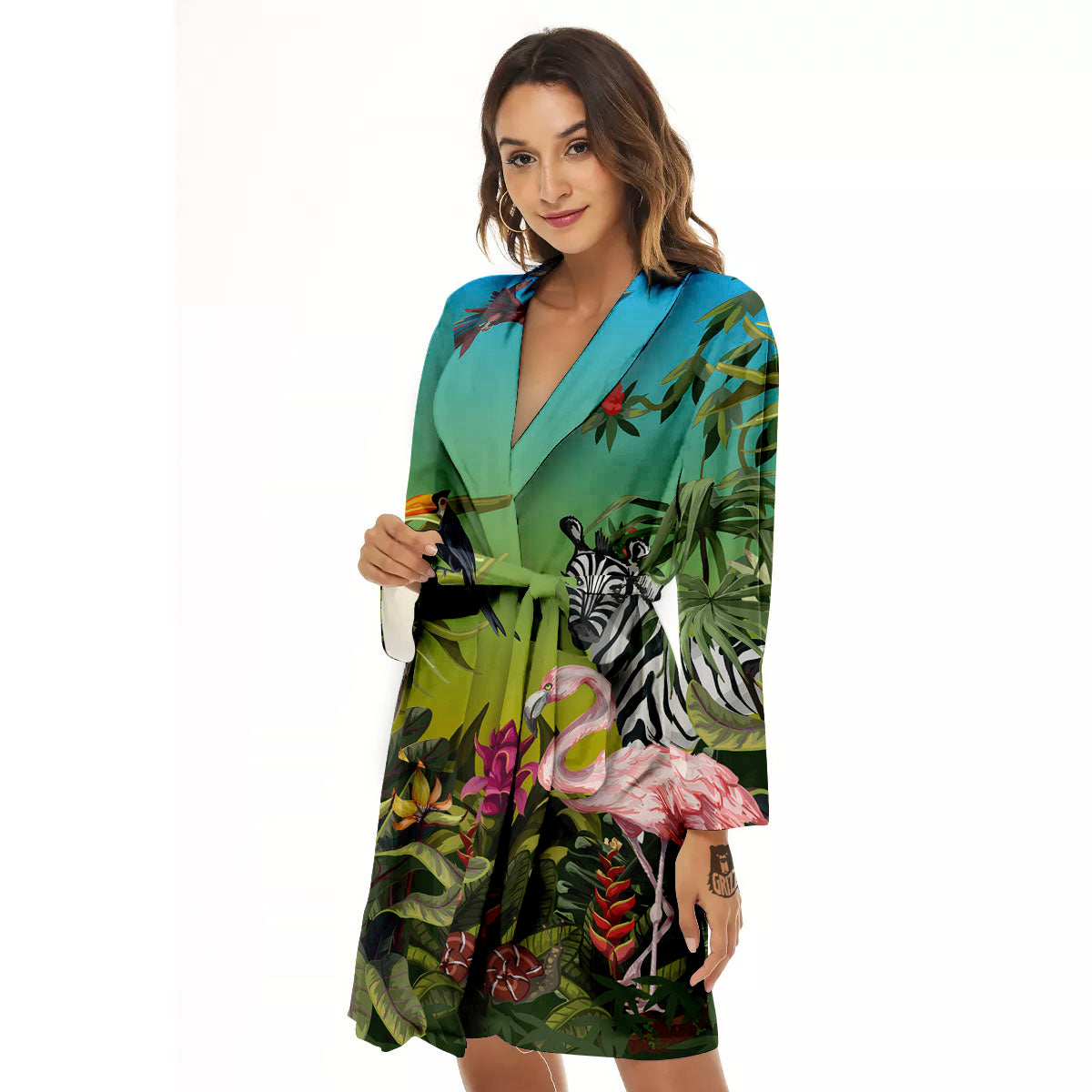 Wild Animals Jungle Print Women's Robe-grizzshop