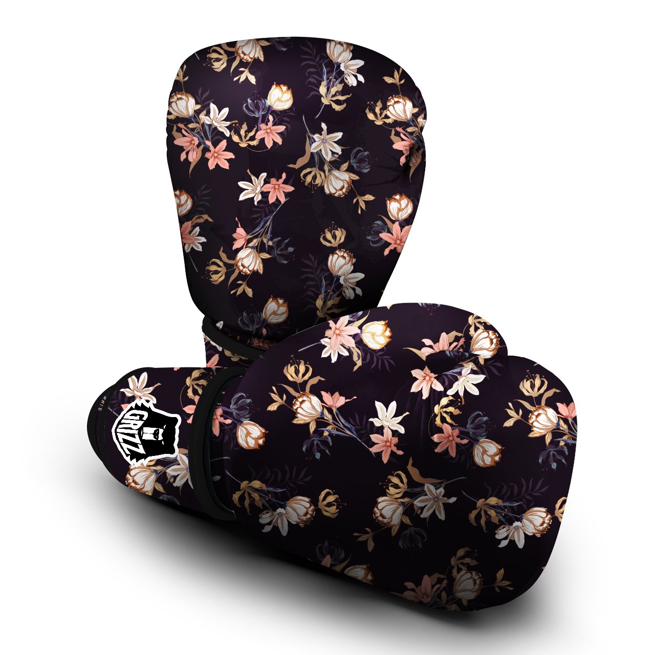 Wild Flower Print Pattern Boxing Gloves-grizzshop