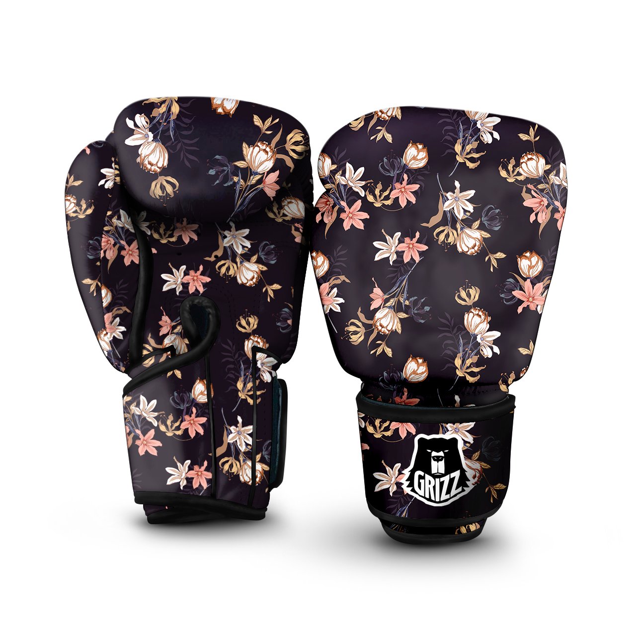 Wild Flower Print Pattern Boxing Gloves-grizzshop