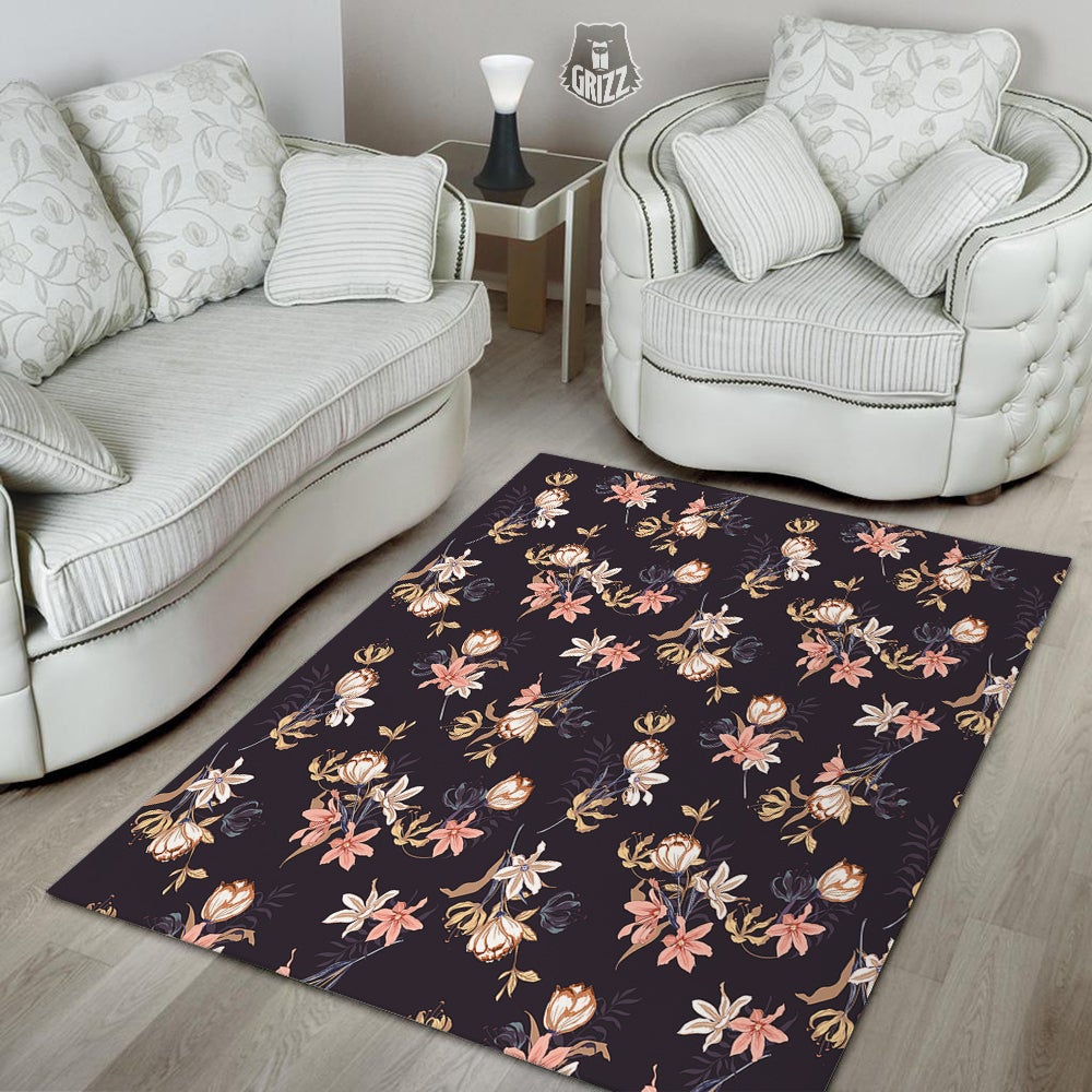 Wild Flower Print Pattern Floor Mat-grizzshop