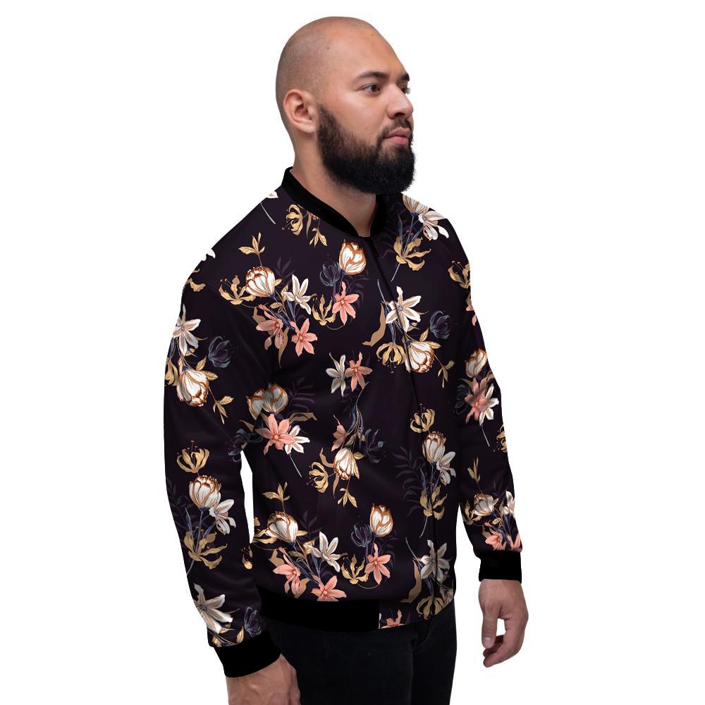 Wild Flower Print Pattern Men's Bomber Jacket-grizzshop