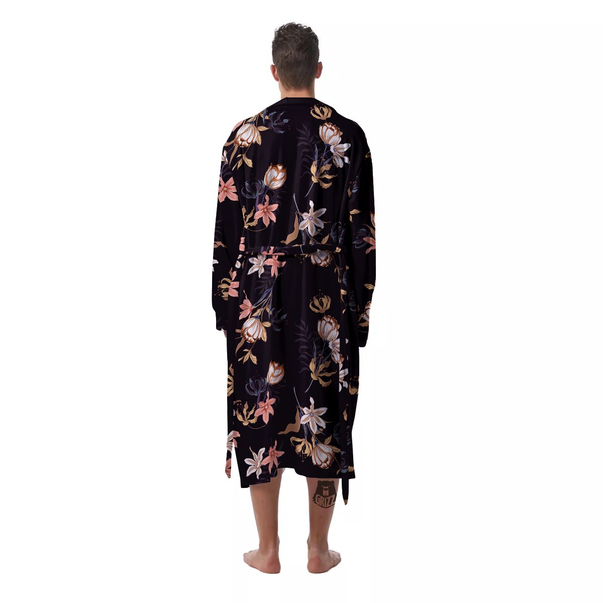 Wild Flower Print Pattern Men's Robe-grizzshop